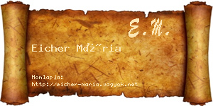 Eicher Mária névjegykártya